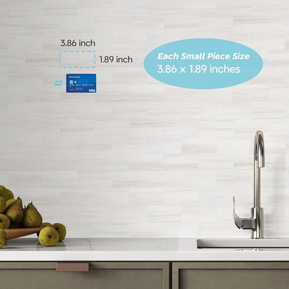 STICKGOO 10-Sheet Peel and Stick Backsplash on Subway Tile, Dolomite White | PVC Self Adhesive Kitchen Backsplash, Seamless, Wateproof, Stick on Tiles for Kitchen, Bathroom, RV