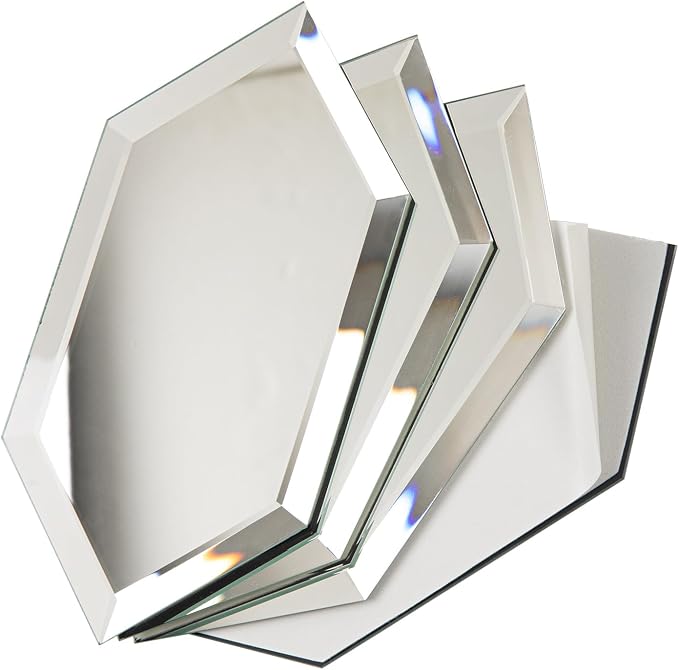Peel and Stick Beveled Mirror Tile, Mirror Backsplash for Kitchen Bathroom Wall, 4x7.87 Inches Hexagon, Silver (30 Pcs, 4.8 SQ.FT.)