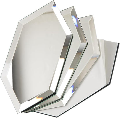 Peel and Stick Beveled Mirror Tile, Mirror Backsplash for Kitchen Bathroom Wall, 4x7.87 Inches Hexagon, Silver (30 Pcs, 4.8 SQ.FT.)