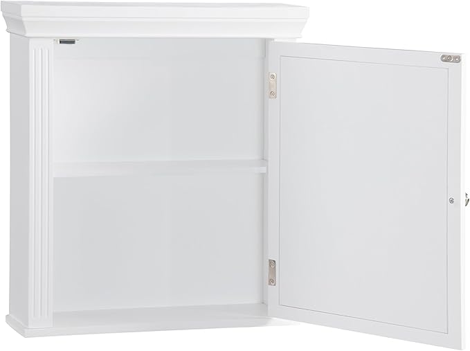Teamson Home Stratford Wooden Bathroom Furniture, Mirrored Wall Medicine Cabinet, White
