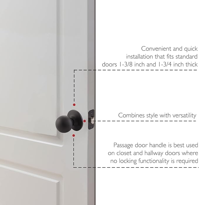 Design House 779090 Ball Passage Hall and Closet Door Knob Matte Black