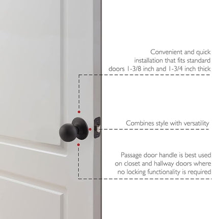 Design House 779090 Ball Passage Hall and Closet Door Knob Matte Black