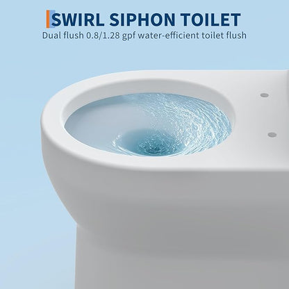 One Piece Toilet with 17" ADA Height, Round Bowl Design, Soft Closing PP Toilet Cover, Easy Clean Surface, Water Efficient Flush