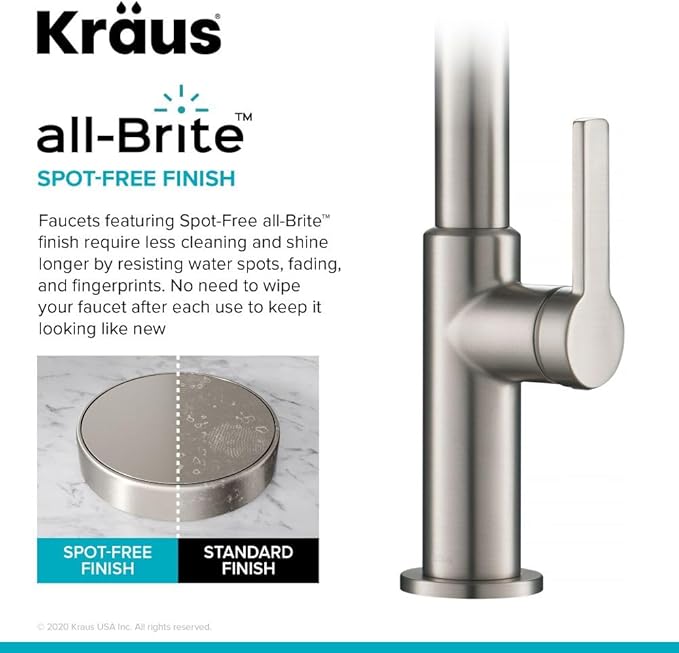 KRAUS Oletto High-Arc Tall Single Handle Pull-Down Kitchen Faucet in Spot Free Stainless Steel, Height 20 3/8 inch, KPF-2821SFS