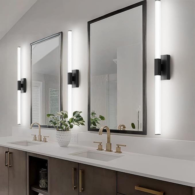 Ralbay Black 40inch Bathroom Vanity Lights Fixtures Over Mirror 32W Modern LED Modern LED Matte Black Vanity Light for Bathroom(5500K White Light)