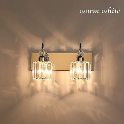 Ralbay Modern Bathroom Vanity Light - 2-Light Crystal Wall Fixture for Bathroom