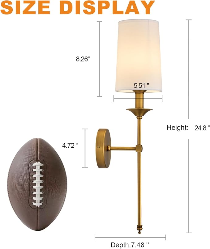 PASSICA DECOR Wall Sconce Set of 2 Hardwired Vintage Antique Brass Sconce Candle Wall Light for Bedroom Living Room Vanity Farmhouse Bathroom Hallway