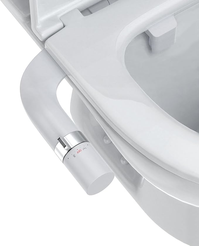 Toilet Bidet Attachment Non-Electric Dual Nozzle – Self-Cleaning Frontal & Rear Wash, Adjustable Water Pressure, Fresh Cold Water Sprayer, Ultra-Slim Easy to Install, Toilet Seat Attachment, Chrome