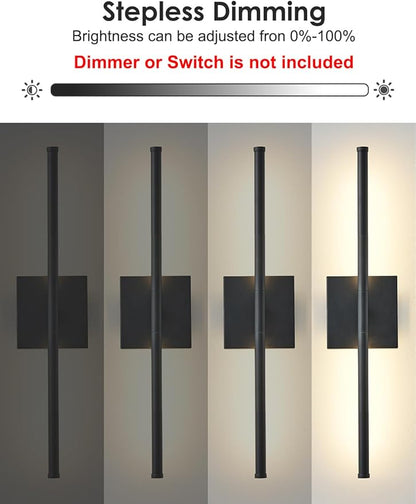 20.4 Inch Hardwired Wall Sconces Set of Two, 3000K Warm White Dimmable Modern Wall Sconces, 350° Rotate LED Light Fixtures Wall Lamp for Bathroom Living Room Bedroom Bedside, Black