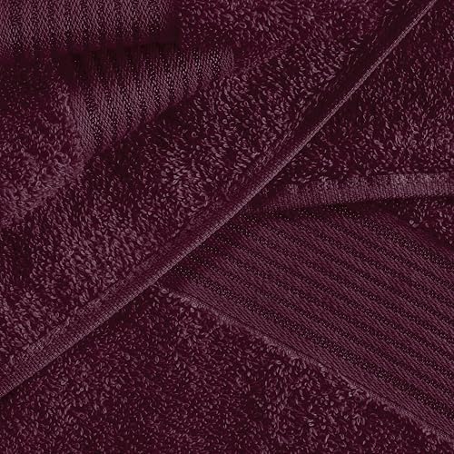 Belizzi Home Ultra Soft 3 Pack Cotton Towel Set, Contains a Bath Towel 28x55 inch, a Hand Towel 16x24 inch & a Wash Coth 12x12 inch, Ideal Everyday use, Compact & Lightweight - Burgundy