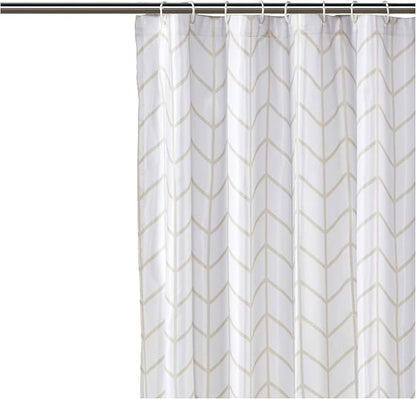 Amazon Basics Bathroom Shower Curtain, Water Resistant Fabric with Weighted Hem, Rust Resistant Grommets & Hooks, Machine Washable, 72"x72", Natural Herringbone