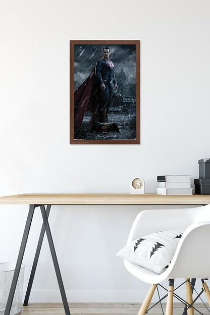 Trends International DC Comics Movie - Batman v Superman - Superman Wall Poster, 14.72" x 22.37", Mahogany Framed Version