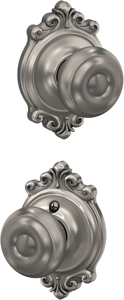 SCHLAGE F10 GEO 619 BRK Brookshire Collection Georgian Passage Knob, Satin Nickel