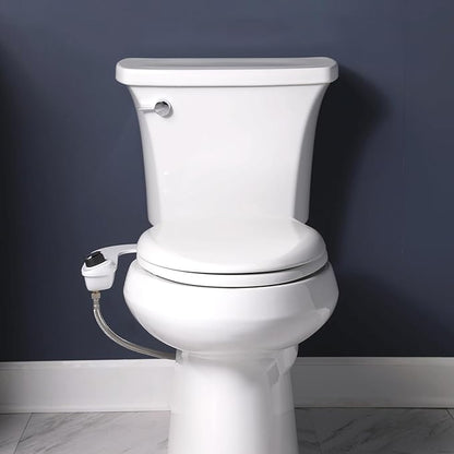 Bio Bidet SlimEdge Bidet Attachment for Toilet, Non Electric, Dual Nozzles for Front and Rear Cold Water Wash, Adjustable Water Pressure, White