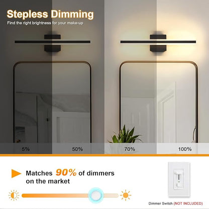 24 inch Black Bathroom Light Fixture 5 Color Temperature Dimmable LED Vanity Lights Bathroom Vanity Lights Over Mirror Light Bar Vanity Lighting Fixtures 5CCT