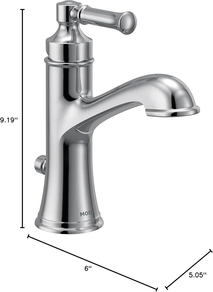 Moen Dartmoor Chrome Single Handle Bathroom Sink Faucet with Optional Deckplate, 6803