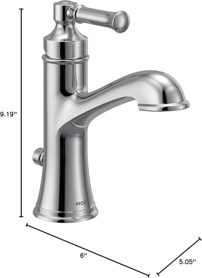 Moen Dartmoor Chrome Single Handle Bathroom Sink Faucet with Optional Deckplate, 6803