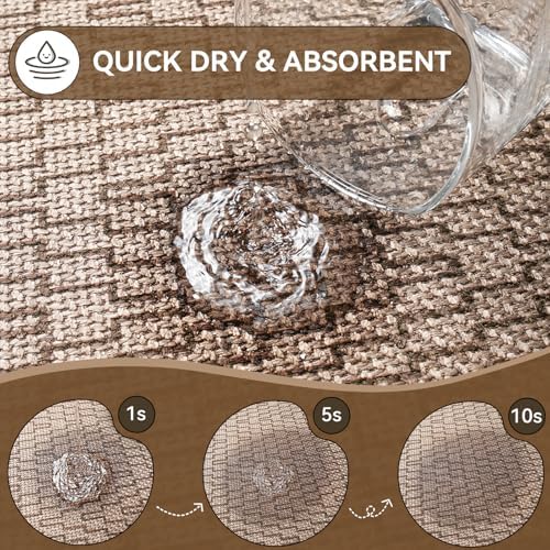 YDKGL Half Circle Bath Mat, Non Slip Thin Bathroom Rugs, Brown 24x35