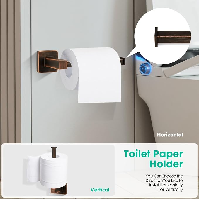 5 Piece Bathroom Hardware Accessories Set Oil Rubbed Bronze,24 Inch Towel Bar Set,Towel Rack Set,Bathroom Towel Holder Set