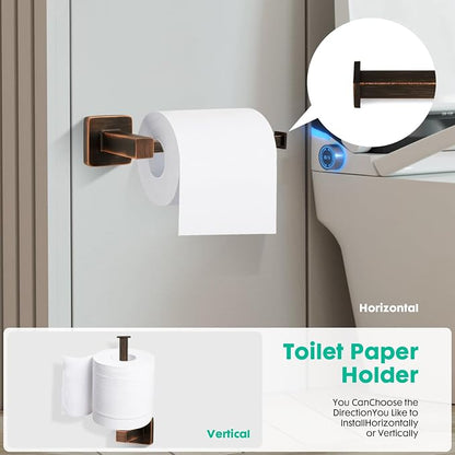 5 Piece Bathroom Hardware Accessories Set Oil Rubbed Bronze,24 Inch Towel Bar Set,Towel Rack Set,Bathroom Towel Holder Set