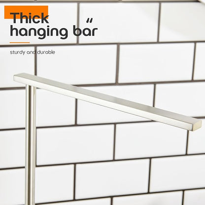 Standing Towel Rack Brushed Nickel 1-Tier Towel Bar for Bathroom Vanity Countertop with Heavy Marble Base Thicken Steady, Stainless Steel AN7002BR