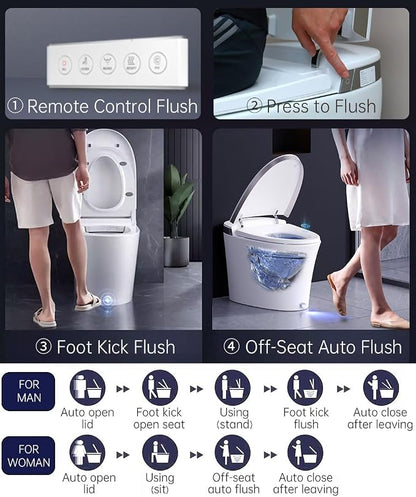 EPLO Smart Toilet Built in Tank Auto Open Bidet with Foam Shield - iX7 PRO | Elongated Heated Seat,Booster Pump-Assisted 1000g MaP Auto Flush, Instant Heated Water, 17" ADA Seat Height, High-Speed Dryer