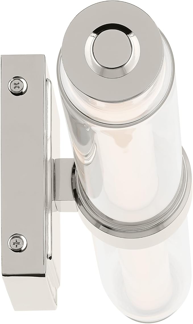 Kichler Laurene LED Bath Bar Light, Polished Nickel | Linear vanity light with clear glass for mirrors and vanities (26.5" x 5"), 55238PNLED