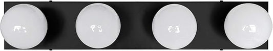 Design House Vanity Lights, 4 Linear Lights, Dimmable, Horizontal or Vertical Use, Uses (4) 60W Bulbs, for Bathroom/Makeup Vanity, Matte Black, 24.0. in. L x 4.33 in. H x 2.0 in. D, 588574-BLK