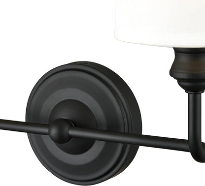 ML Lighting | Leena Collection | 99802-MB | Indoor 2 Light Vanity in Matte Black with White Fabric Shade | Elegant and Versatile Design for Any Bathroom
