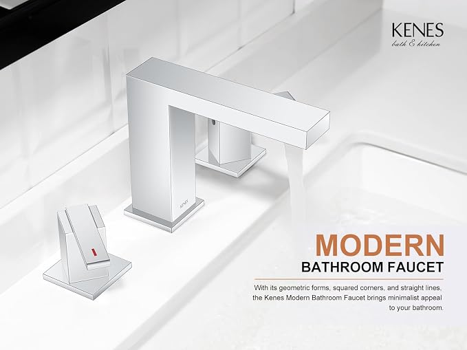 Chrome Widespread Bathroom Faucet 2 Handle Vanity Faucet 3 Hole | Bathroom Sink Faucet with Pop Up Drain & Supply Lines, Lead-Free cUPC & NSF Certified, 8 Inch Faucet for Vanity Restroom Sink