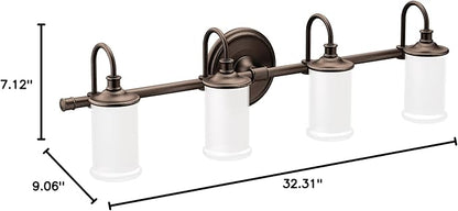 Moen YB6464ORB Belfield 4-Light Dual-Mount Bath Bathroom Vanity Fixture with Frosted Glass, Oil Rubbed Bronze