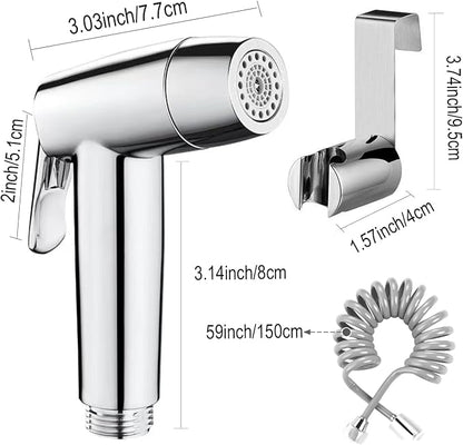 Handheld Bidet Sprayer Toilet Bathroom with Spring Hose Wall BracketSet, Closestool, Squatting Pan, Water Flower, Floor Cleaning Cloth Diaper for Bathroom Hygiene