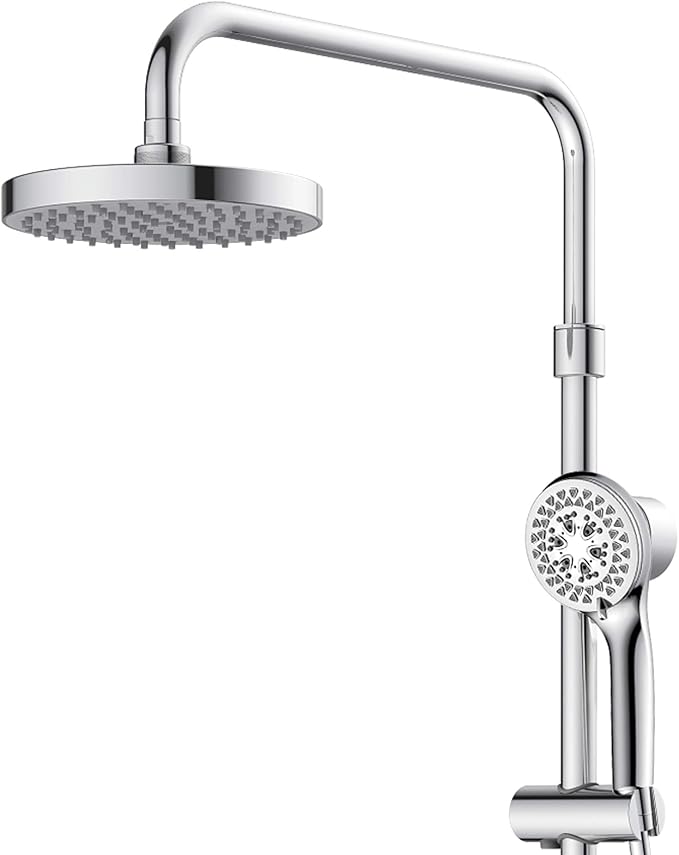 Lanikai Rain Shower Head with Handheld Spray Combo - 1028-CH-1.8GPM, Polished Chrome - 8" Rain Showerhead with Handheld Sprayer, 3 Spray Jets, 5-Function Rainfall Shower Head with Hose, 1.8 GPM