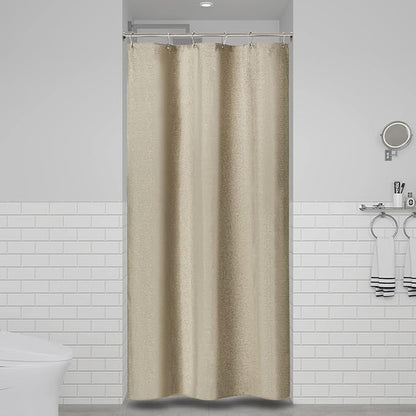 BTTN Fabric Shower Curtain, Linen Textured Heavy Duty Polyester Cloth Shower Curtain Set with Plastic Hooks, tan, 36x72