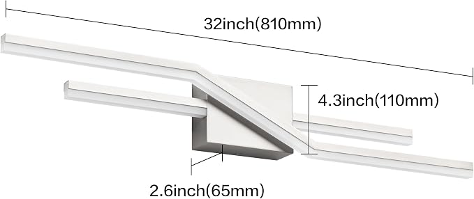 SOLFART Vanity Lights for Bathroom Dimmable Modern Brushed Nickel Bathroom Light Fixtures Over Mirror 32 Inch