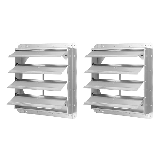 Simple Deluxe 16-Inch Square Aluminum Automatic Gravity Shutter Louver Vent, Silver,2-Pack