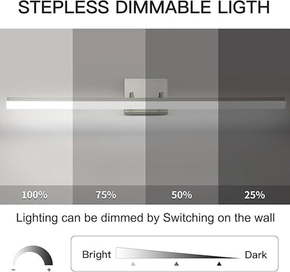 36in LED Vanity Light, 36W 2500LM Modern Brushed Nickel Adjustable Bathroom Light Fixture Over Mirror, Dimmable Light Bar 5000K Cool White