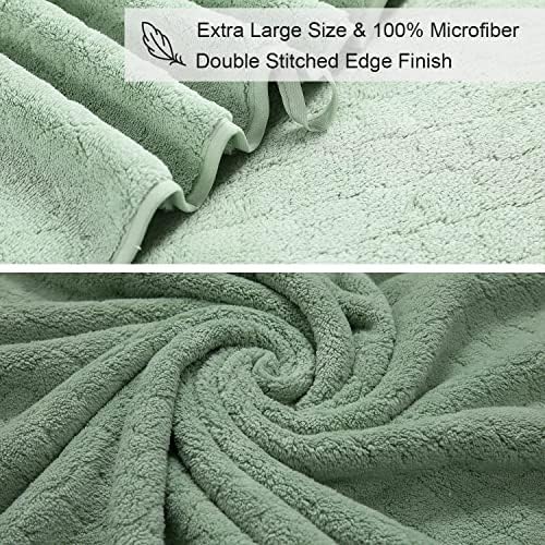 8-Piece Green Bath Towels Set,2 Oversized Large Bath Towels Sheet,2 Hand Towels and 4 Washcloths - 600 GSM Soft Luxury Towel Set,Highly Absorbent Quick Dry Towel Collection for Bathroom,Hotel and Spa
