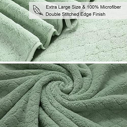 8-Piece Green Bath Towels Set,2 Oversized Large Bath Towels Sheet,2 Hand Towels and 4 Washcloths - 600 GSM Soft Luxury Towel Set,Highly Absorbent Quick Dry Towel Collection for Bathroom,Hotel and Spa