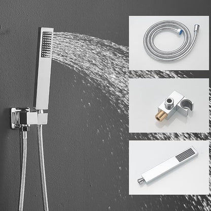 Chrome Shower System with Tub Spout Wall Mounted Tub Shower Faucet Set for Bathroom with High Pressure 10" Rain Shower head and Handheld Shower Head Kit