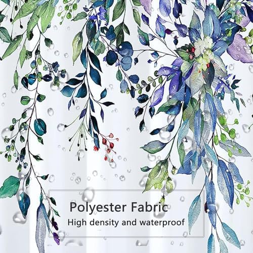 LLSCL Purple Droop Leaves Fabric Shower Curtain Liner with Magnets, Tire Pattern Waterproof Hotel Quality, 72 x 72 Machine Washable