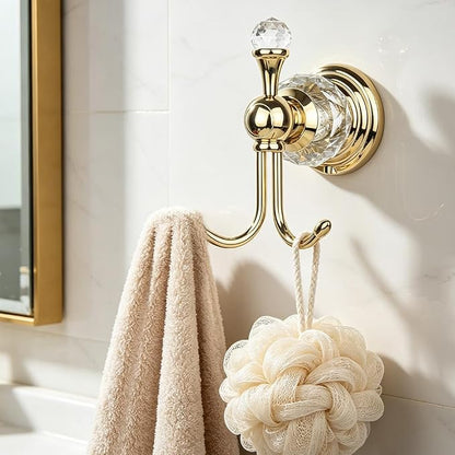 Gold Crystal Towel Hooks for Bathroom Wall Mounted Hand Towel Holder Kitchen Robe Hook Bedroom Towel Hanger,Drilling Installation