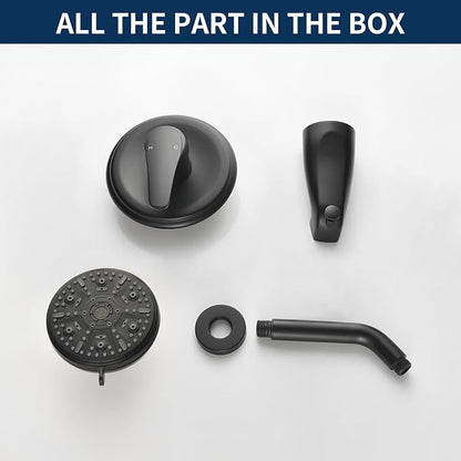 Tub Shower Faucet Combo Set Bathtub Faucet Set Shower System with Tub Spout Shower Tub Kit Shower Valve and Trim Kit Shower Fixtures Matte Black