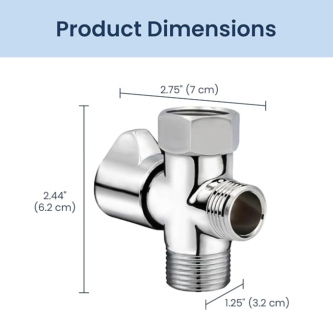 LUXE Bidet 7/8" x 7/8" x 1/2" Shut-Off Valve T-Adapter for Bidets, Compatible with NEO Series Bidet Attachments (Winged, Chrome Finish)