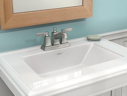 Moen Conway Spot Resist Brushed Nickel Two-Handle Centerset Bathroom Faucet with Drain Assembly, WS84922SRN