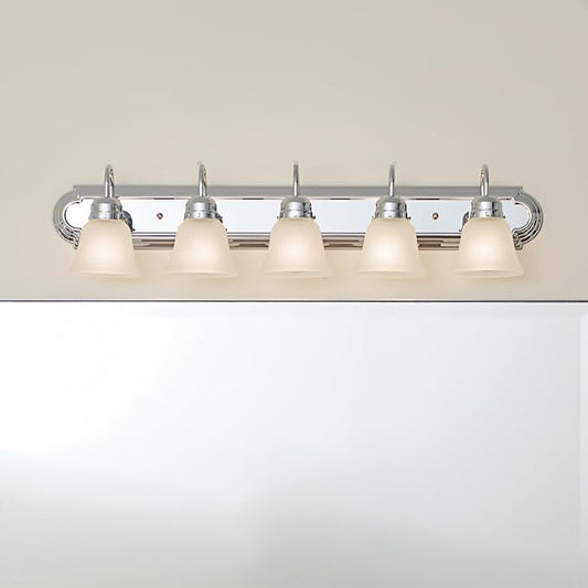 Kichler 5-Light Bathroom Vanity Light, Tannery Bronze | Traditional vanity light with satin etched glass for bathroom mirrors (36" x 8" x 8"), 5339CHS