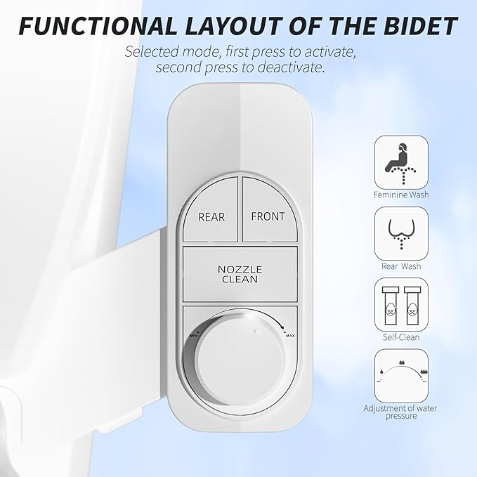 SAMODRA Non-Electric Bidet - Self Cleaning Dual Nozzle (Frontal and Rear Wash) Fresh Water Bidet Toilet Seat Attachment with Independent Adjustable Water Pressure (Classic White)