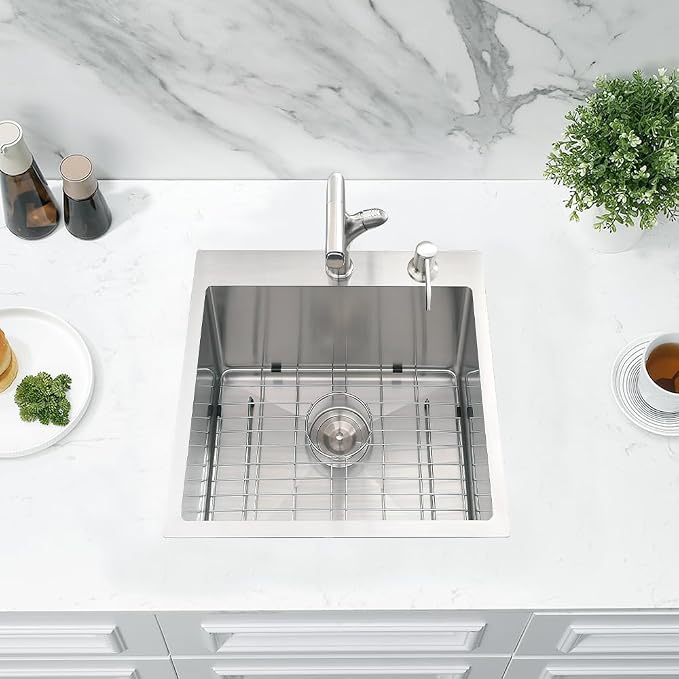 18x17 Drop In Bar Sink Small Stainless Steel Outdoor Sink for Kit | Top Mount Single Bowl, 16-Gauge Stainless Steel, Rust-Proof & Easy Clean, Smooth Flow & Quiet, Great for RV & Outdoor.