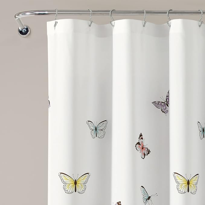 Lush Decor Flutter Butterfly Shower Curtain, 72" x 72", Lilac