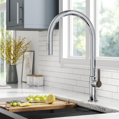 KRAUS Oletto High-Arc Single Handle Pull-Down Kitchen Faucet in Chrome, KPF-2821CH